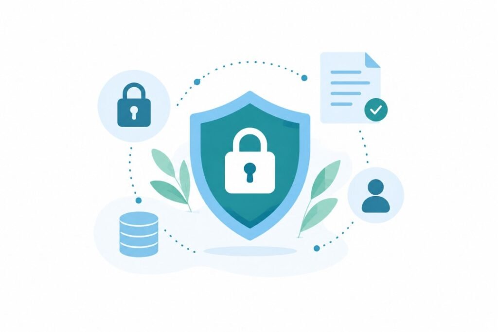 Data privacy and security illustration for Invozlys privacy policy page